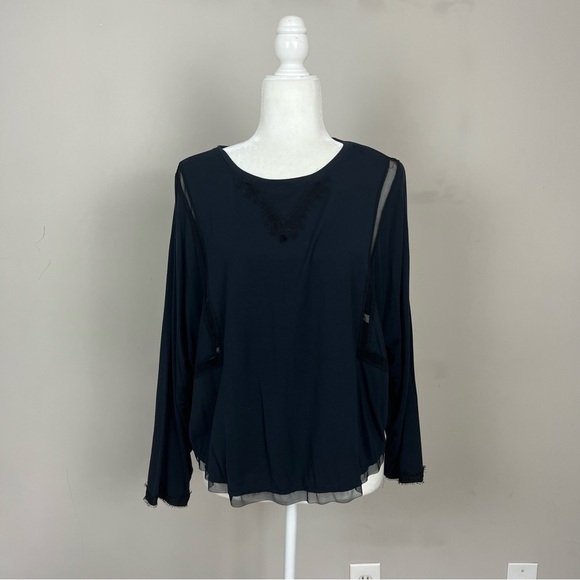 FREE PEOPLE INTIMATELY LOWKEY LONG SLEEVE PULLOVER IN NAVY AND BLACK SIZE SMALL - Picture 6 of 12